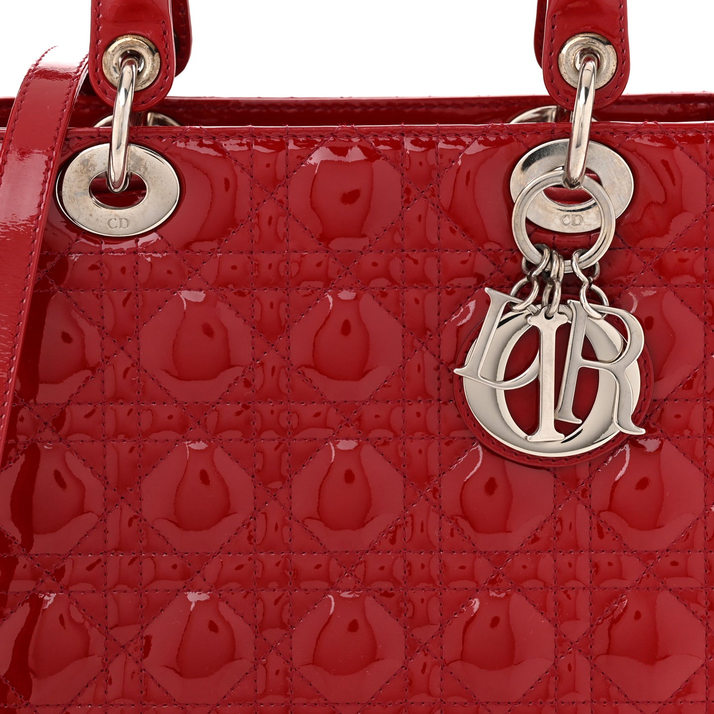 Patent Cannage Medium Lady Dior Red