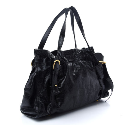 Miu Miu Vitello Drawstring Bow Satchel Black 2 of 9