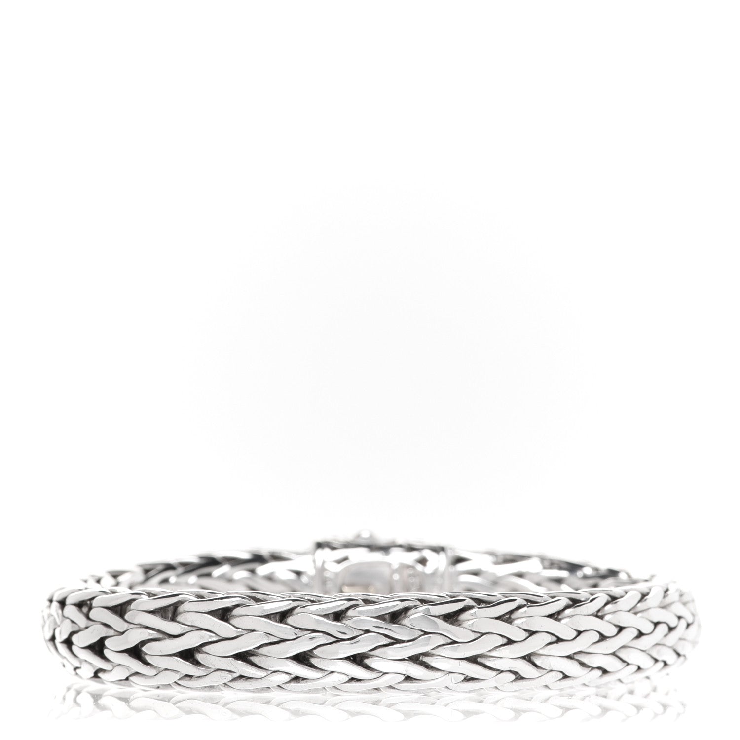 John Hardy Sterling Silver 18K Yellow Gold Diamond 11mm Classic Chain Bracelet 3 of 5