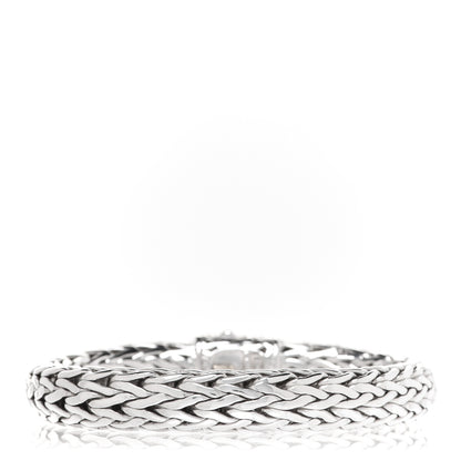 John Hardy Sterling Silver 18K Yellow Gold Diamond 11mm Classic Chain Bracelet 3 of 5