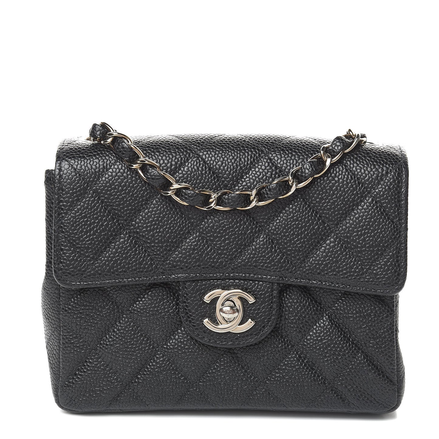 Caviar Quilted Mini Square Flap Black