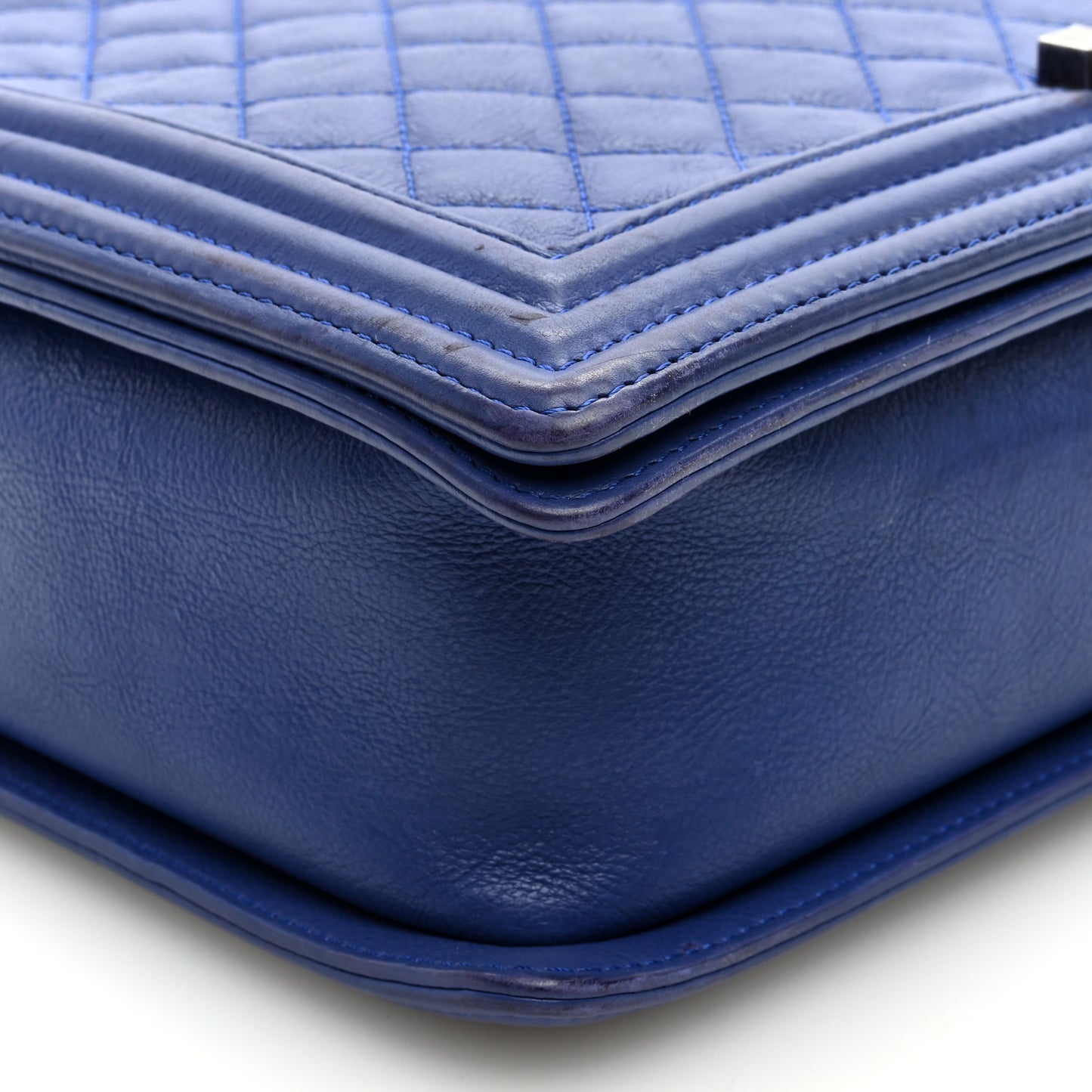 Calfskin Quilted Large Boy Flap Dark Blue