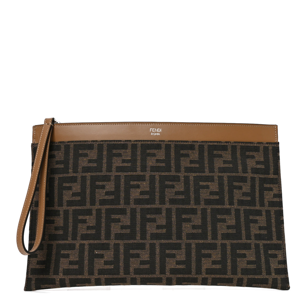 Vitello King Jacquard FF 1974 Medium Flat Pouch Tobacco Moro Sand