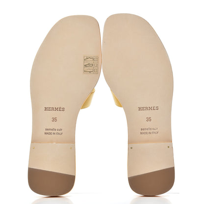 Hermes Calfskin Oran Sandals 35 Jaune Citron 5 of 9