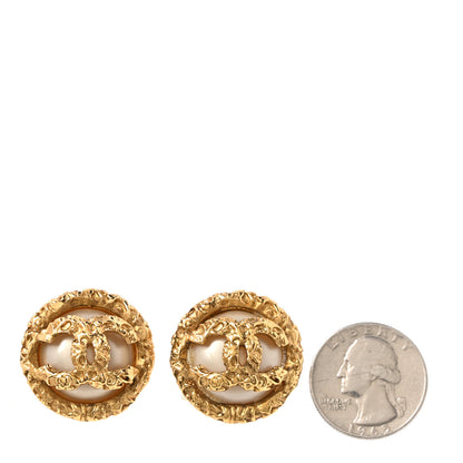Chanel Textured CC Clip On Earrings Gold 2 of 5