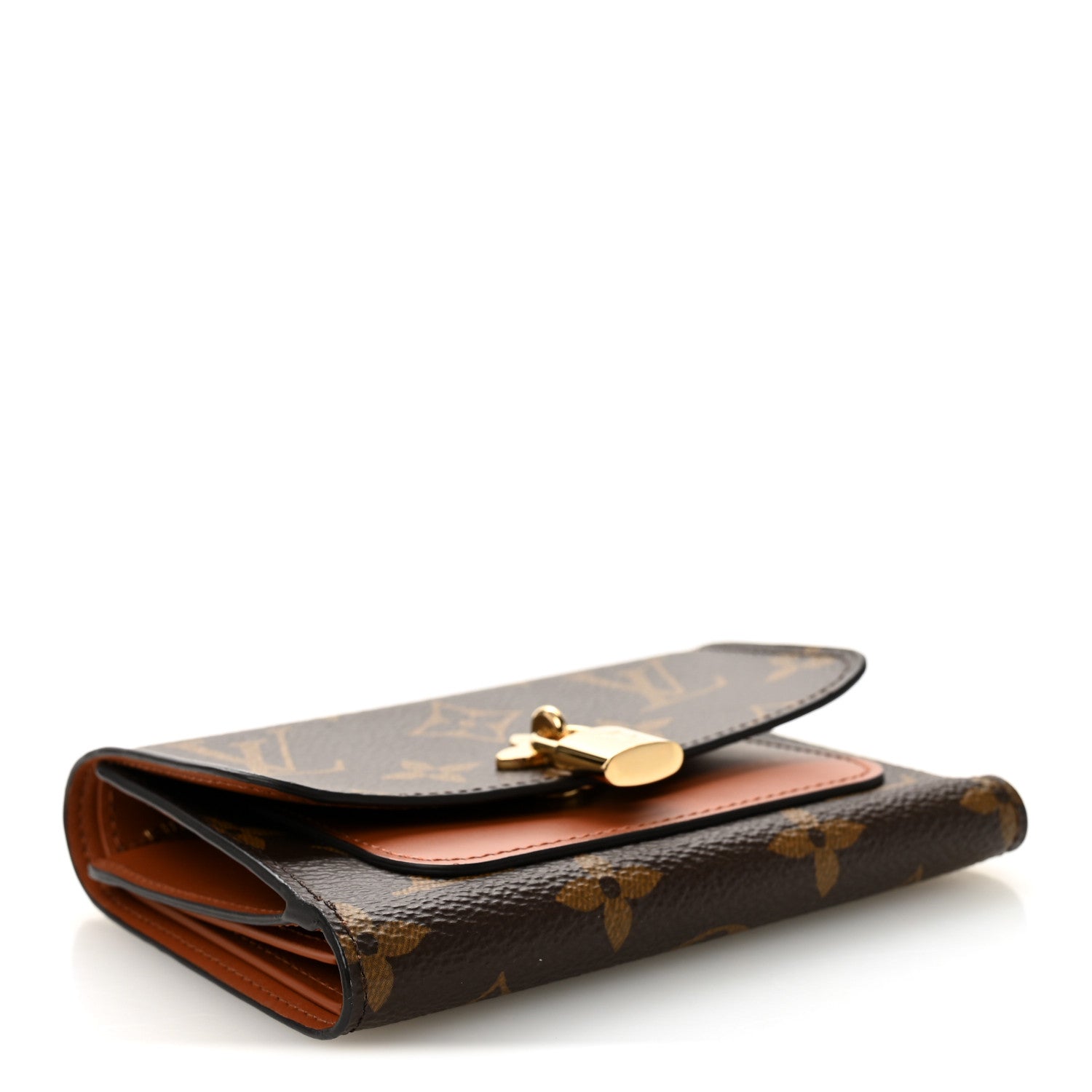 Louis Vuitton Monogram Flower Lock Compact Wallet Caramel 4 of 7