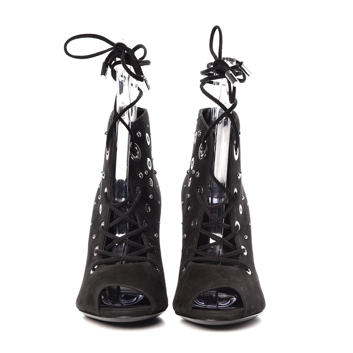 Hermes Suede Goatskin Parade Lace Up Ankle Boots 36 Black 2 of 20