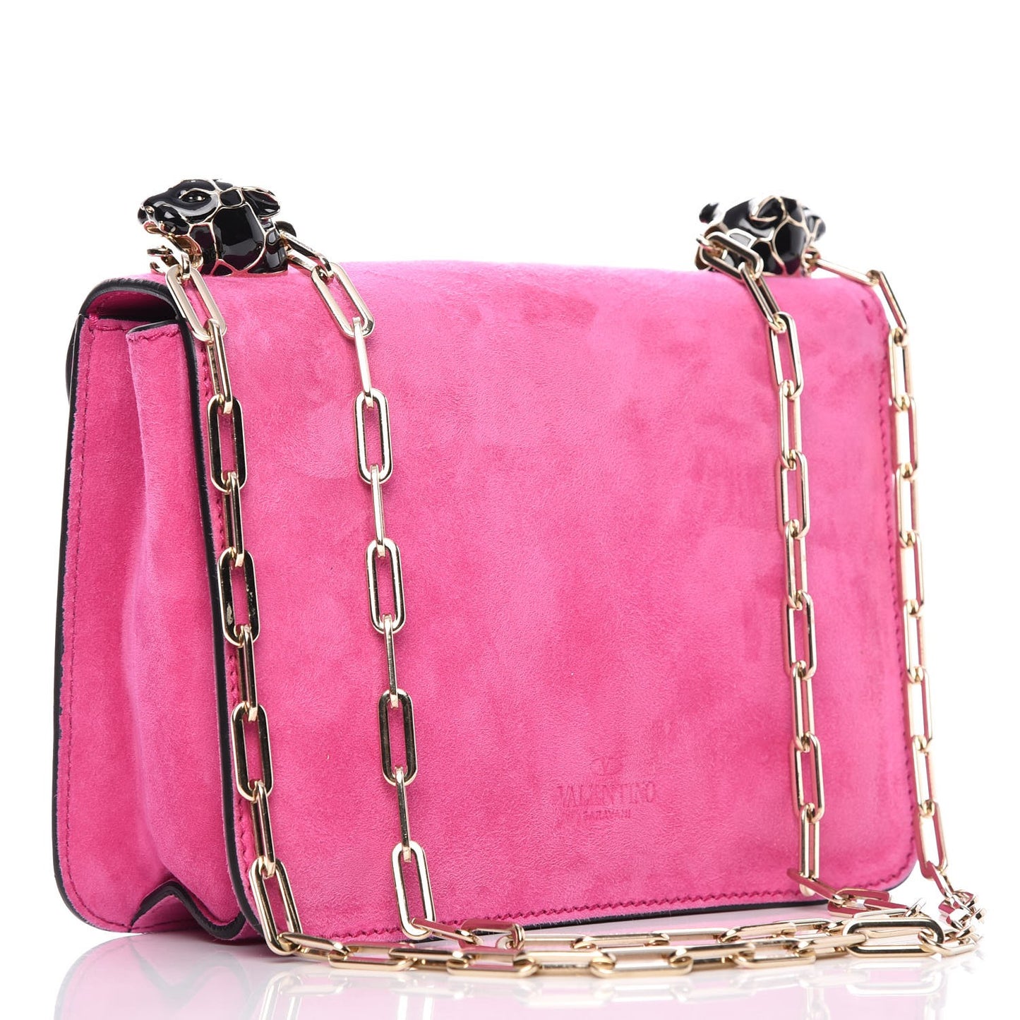 Suede Panther Shoulder Bag Bright Fuxia