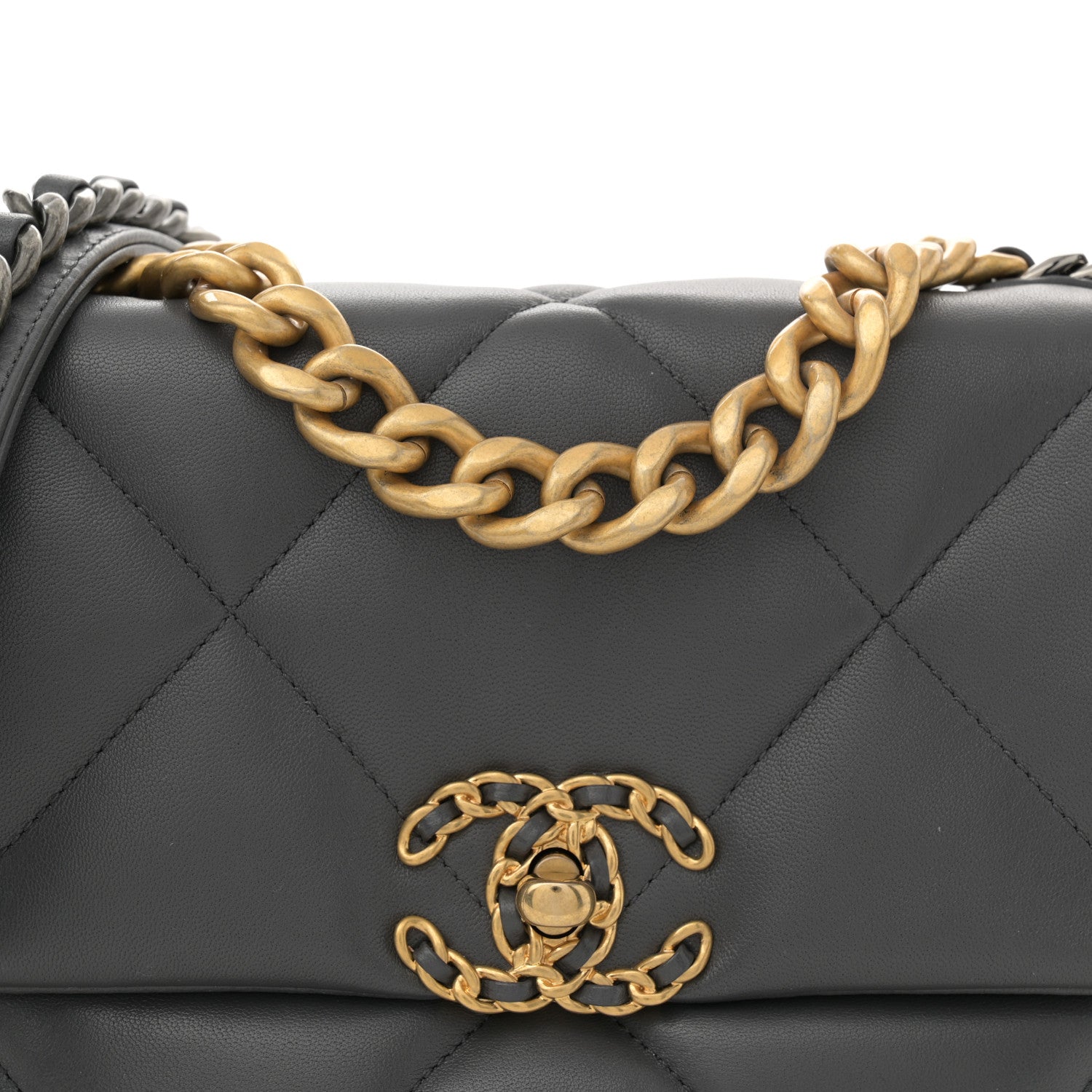 Chanel Lambskin Quilted Medium Chanel 19 Flap Dark Grey 8 of 10