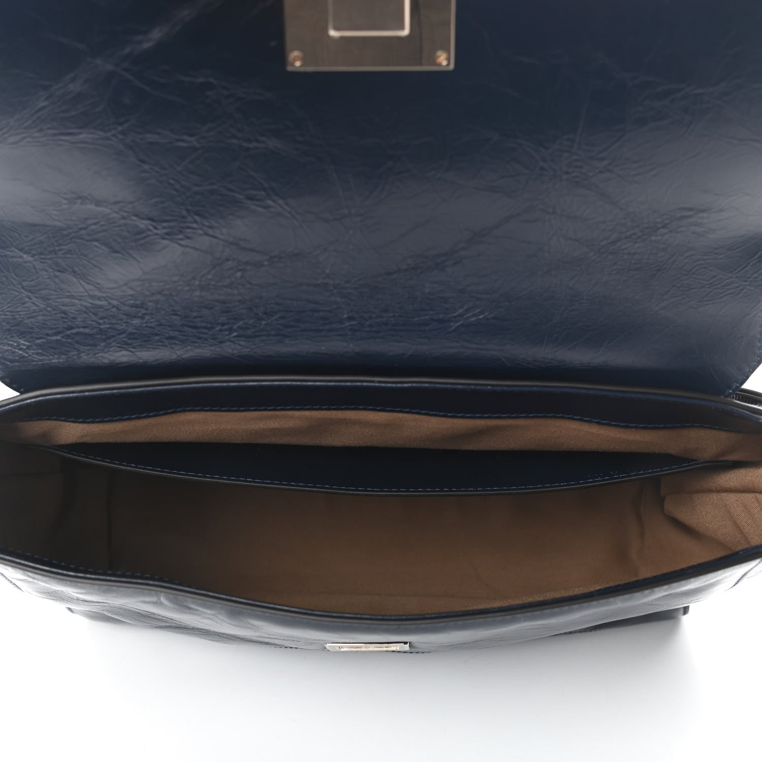 Givenchy Creased Patent Calfskin Medium ID Flap Navy Blue 5 of 9