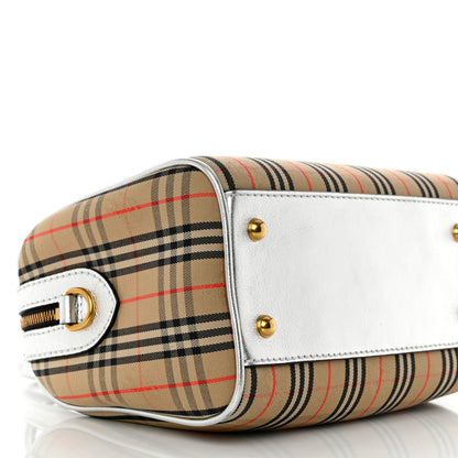 Burberry Smooth Calfskin 1983 Knight Check Link Bowling Bag Silver 9 of 10