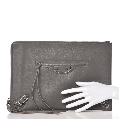 Balenciaga Chevre Silver Metallic Edge Hardware Pouch Gris Acier 2 of 7