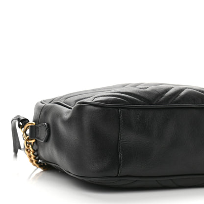 Gucci Calfskin Matelasse Medium GG Marmont Chain Shoulder Bag Black 9 of 12