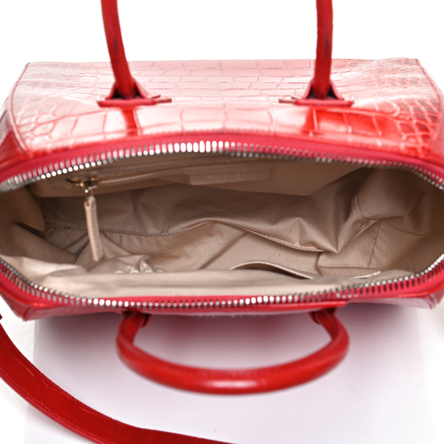 Calfskin Crocodile Embossed Medium Antigona Red