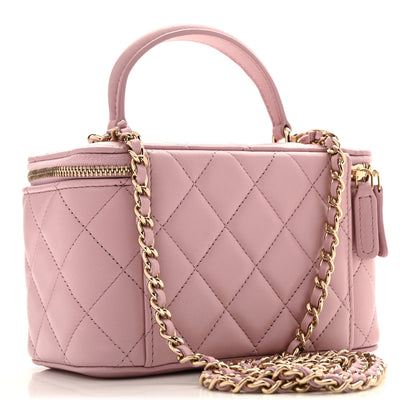 Chanel Lambskin Quilted Small Top Handle Vanity Case With Chain Pink 3 of 12