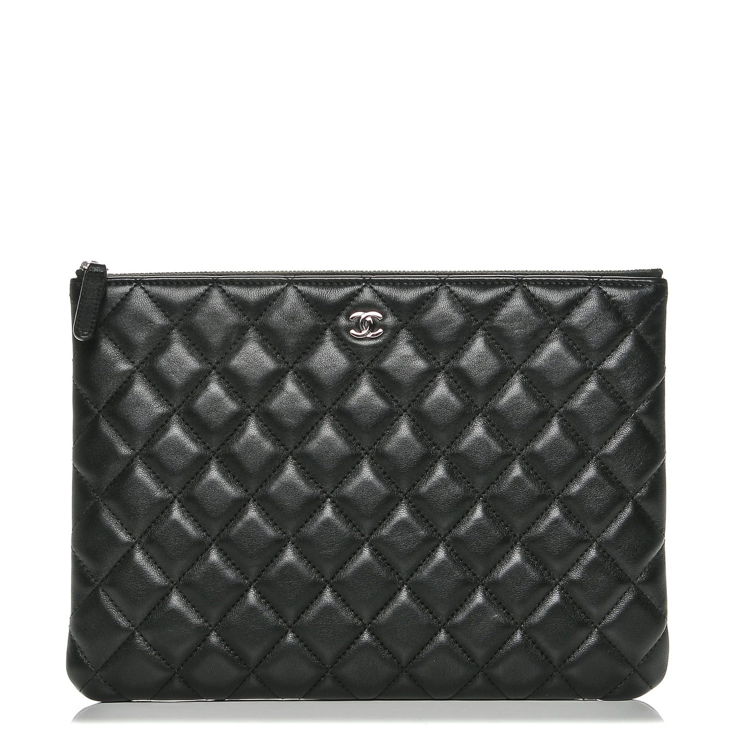 Lambskin Quilted Medium Cosmetic Case Black
