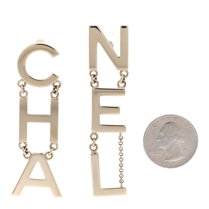 Chanel Metal Cha-Nel Logo Drop Earrings Gold 2 of 5