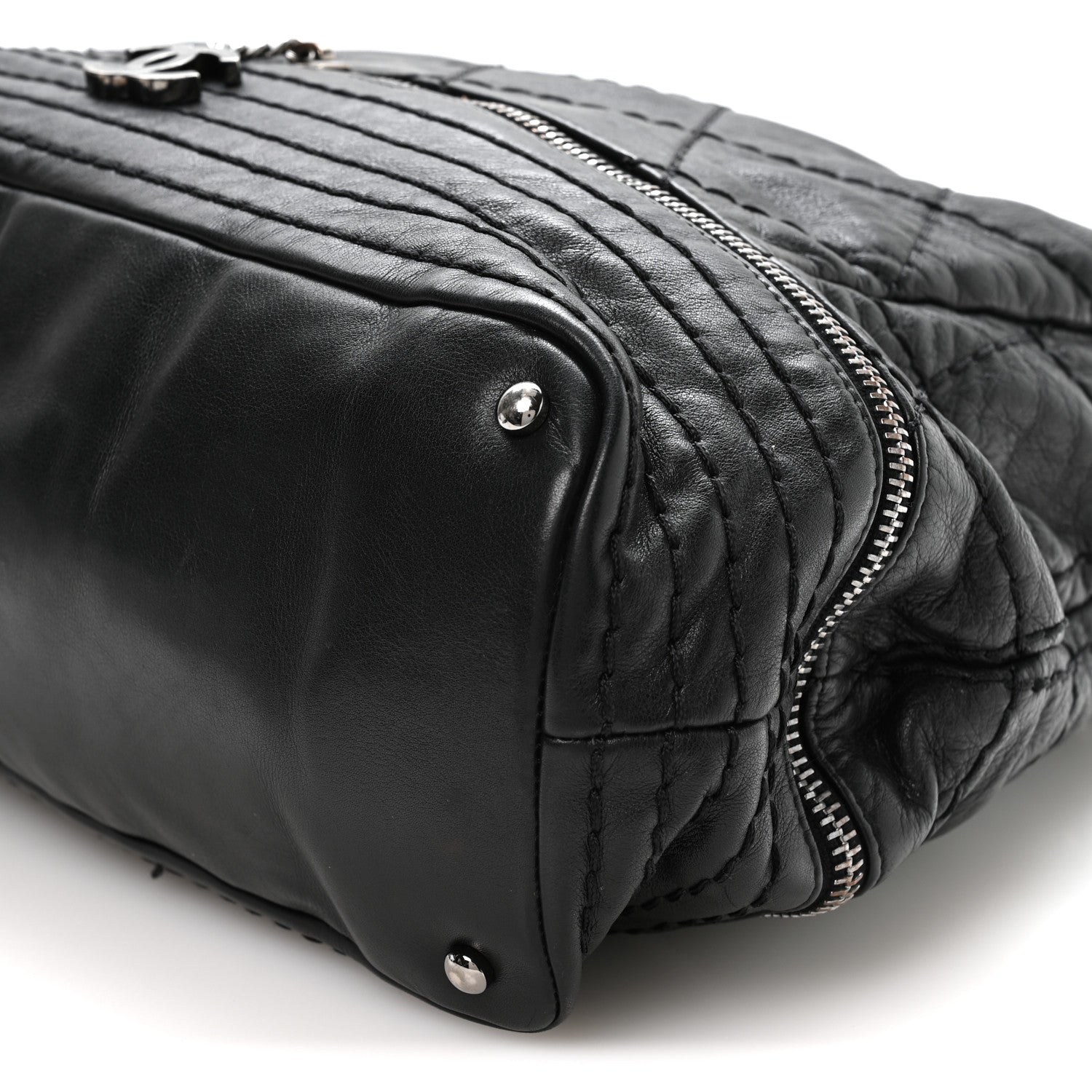 Chanel Lambskin Stitched Expandable Tote Black 9 of 11