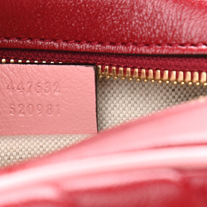 Gucci Azalea Calfskin Enamel Matelasse Diagonal Small Torchon GG Marmont Chain Shoulder Bag New Cherry Red Wild Rose 7 of 10
