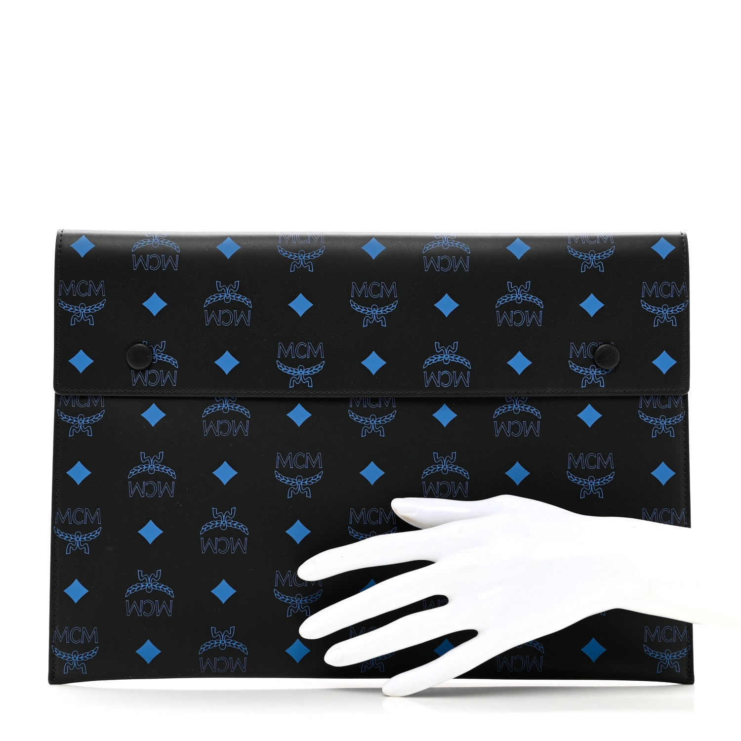 MCM Visetos Color Splash Pouch Black Vallarta Blue 2 of 6