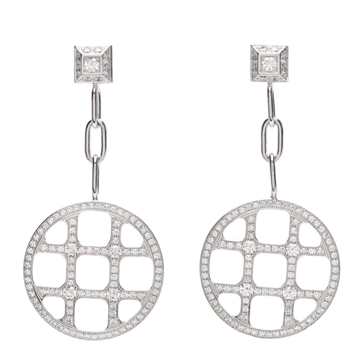 18K White Gold Diamond Pasha Drop Earrings