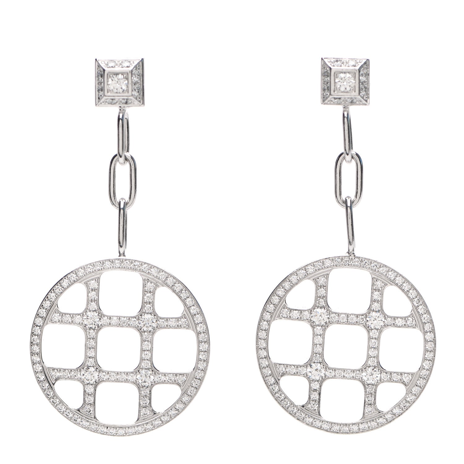 Cartier 18K White Gold Diamond Pasha Drop Earrings 1 of 5