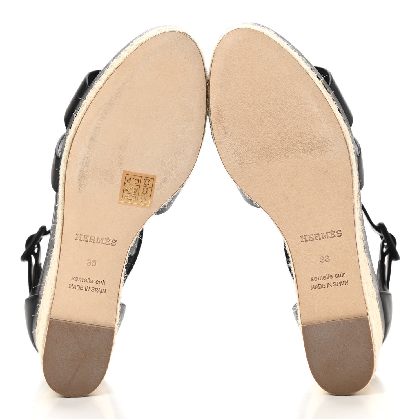 Goatskin Elda Espadrille Wedge Sandals 38 Black