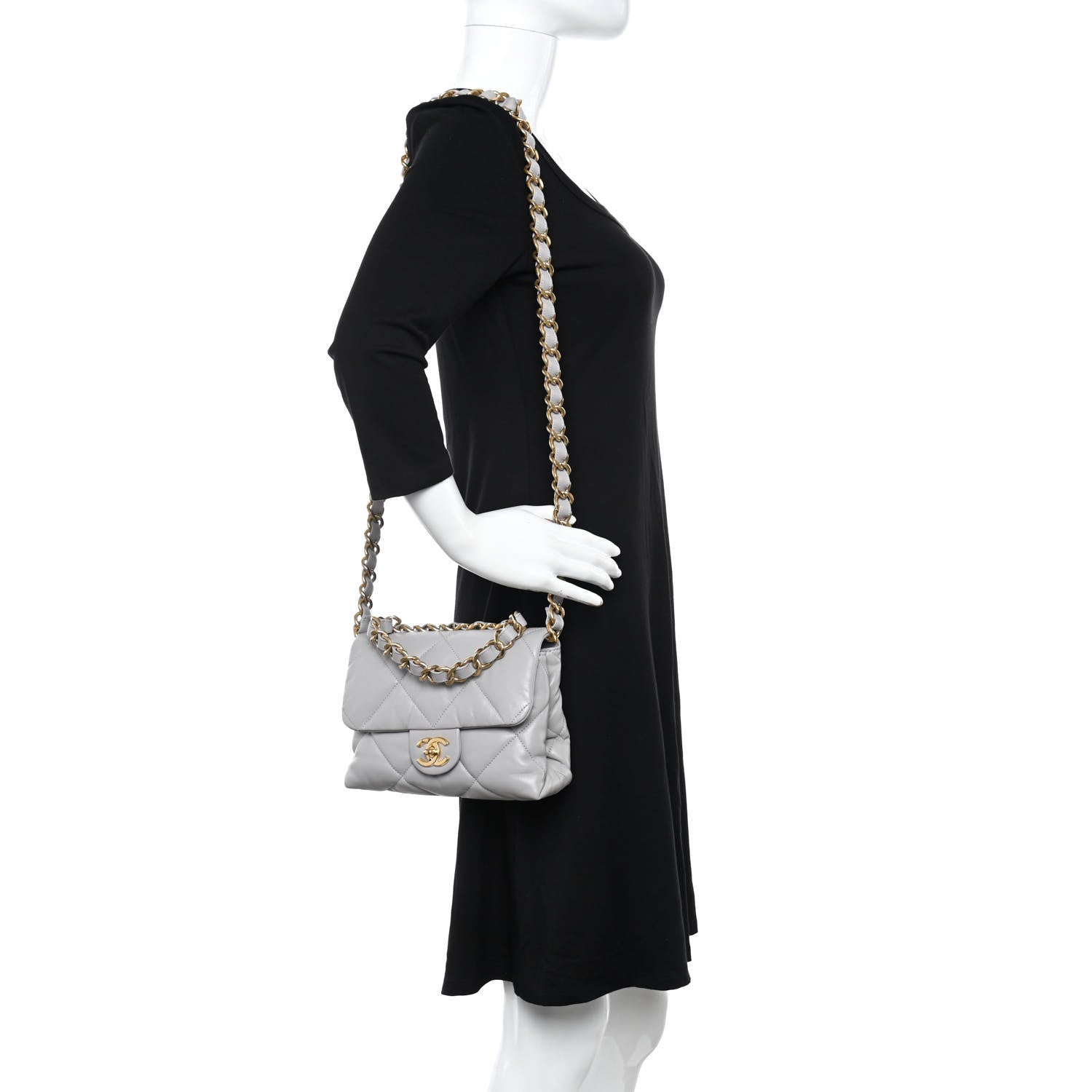 Chanel Lambskin Quilted Small Chain Top Handle Flap Grey 2 of 8