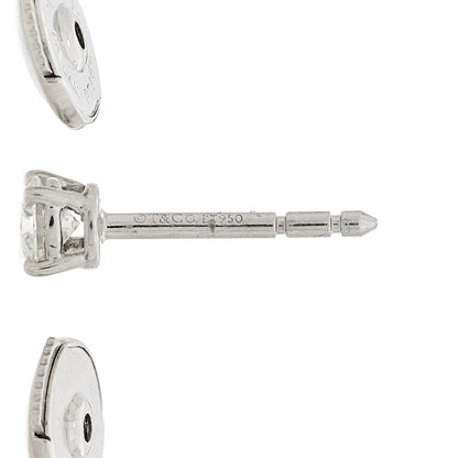 Tiffany Platinum Diamond .40ctw Solitaire Earrings 3 of 4