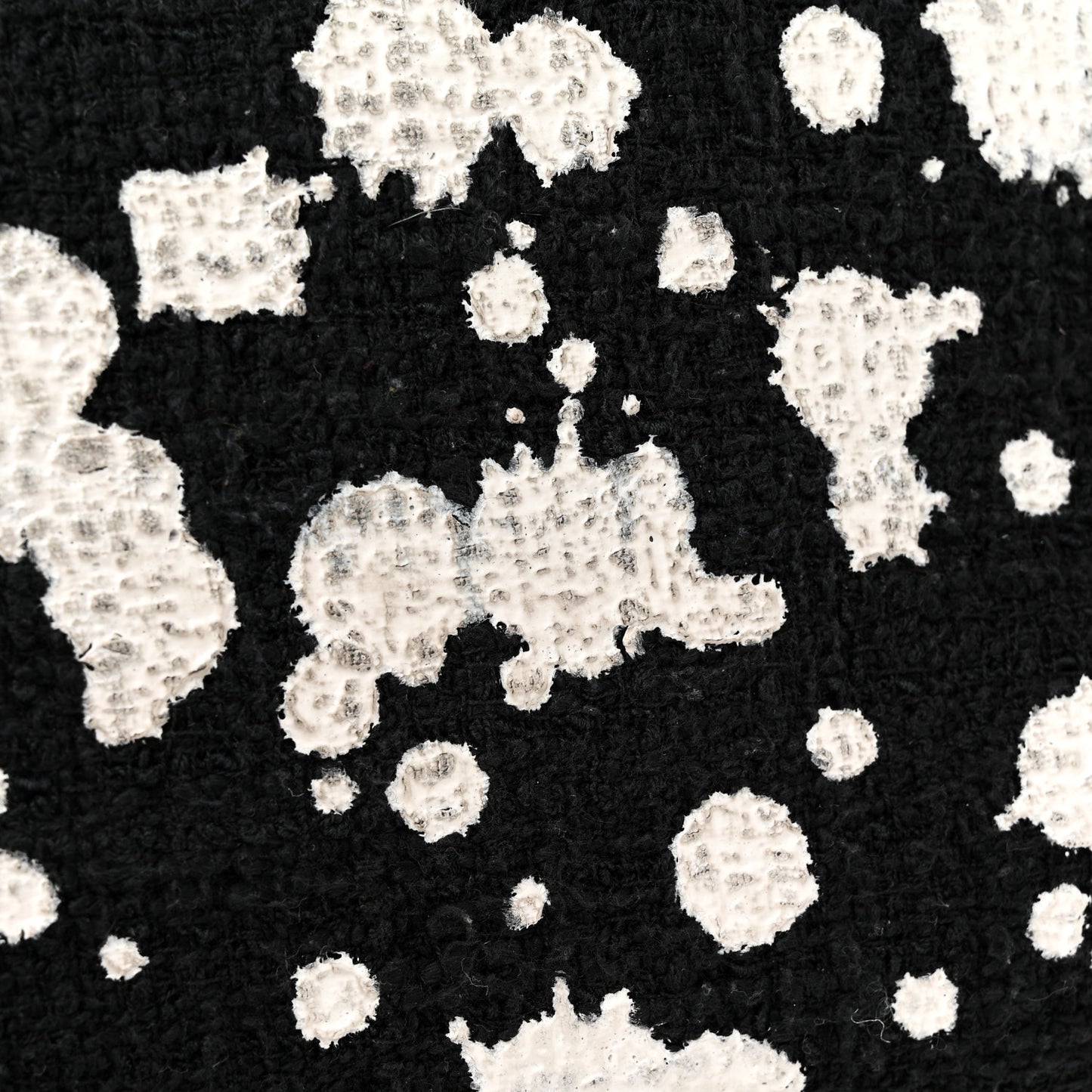 Tweed Paint Splatter Print Flap Black White