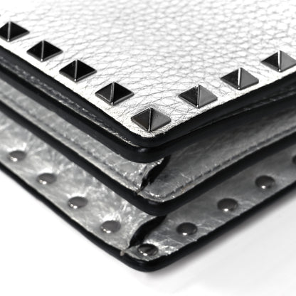 Valentino Garavani Metallic Pebbled Calfskin Rockstud Wallet on Chain Silver 15 of 15
