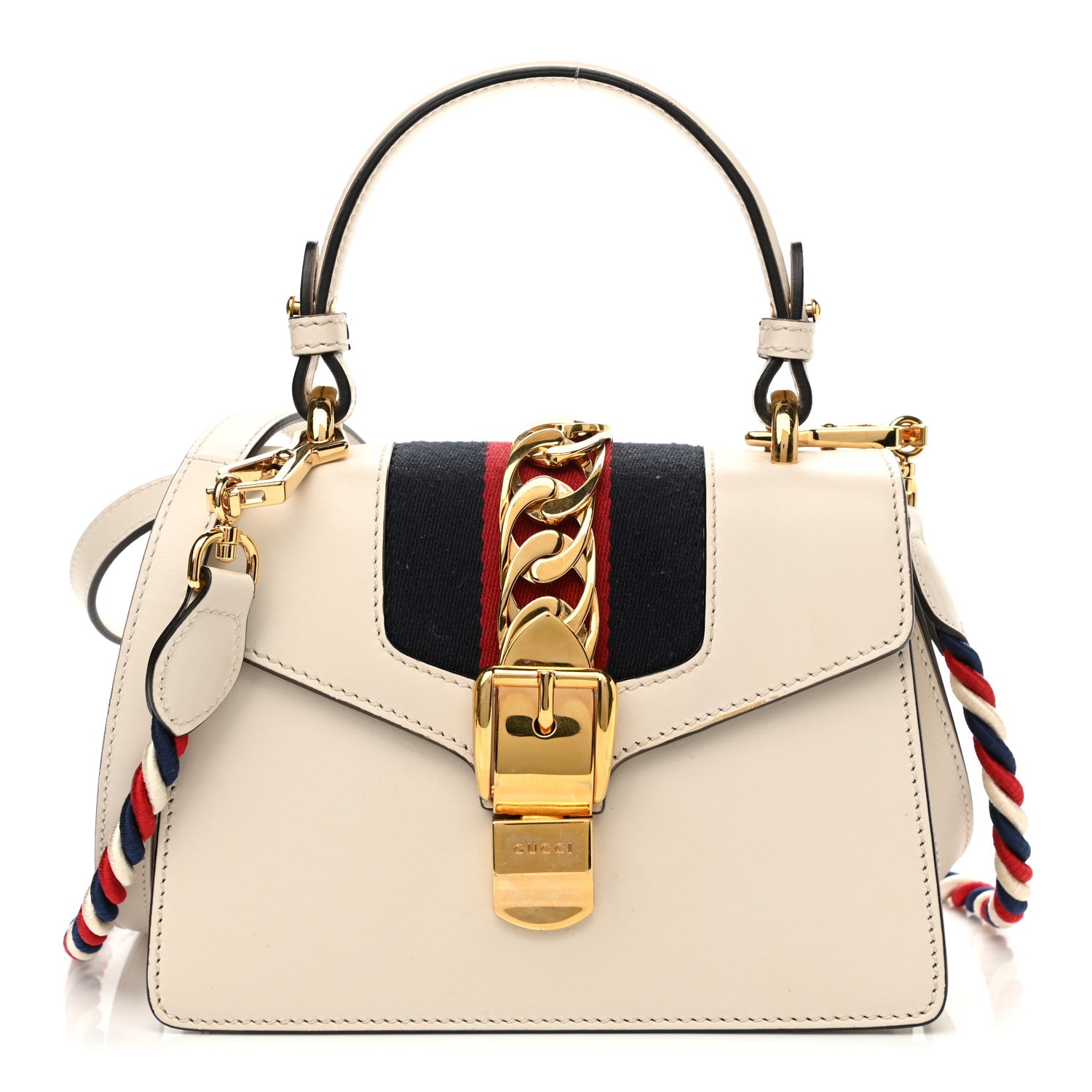 Gucci Calfskin Mini Sylvie Top Handle Bag White 1 of 13