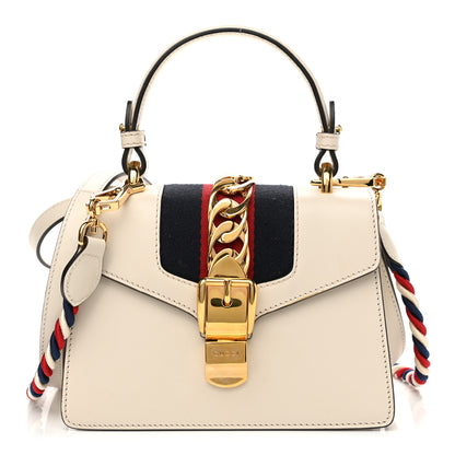 Gucci Calfskin Mini Sylvie Top Handle Bag White 1 of 13