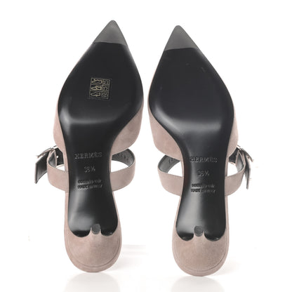 Hermes Suede Goatskin Blink Mules 36.5 Beige Rose 5 of 11