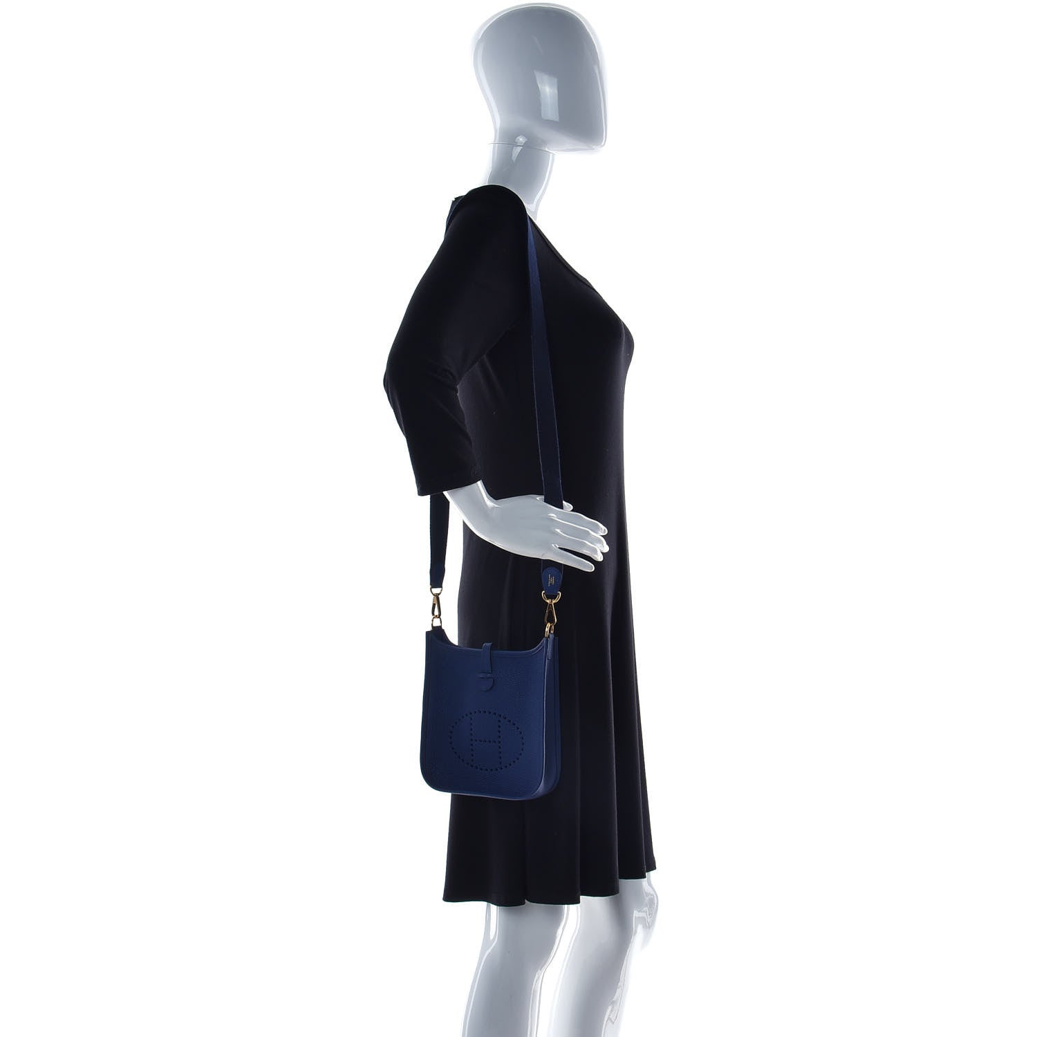 Hermes Taurillon Clemence Amazone Evelyne TPM Blue Saphir Blue Indigo 2 of 9