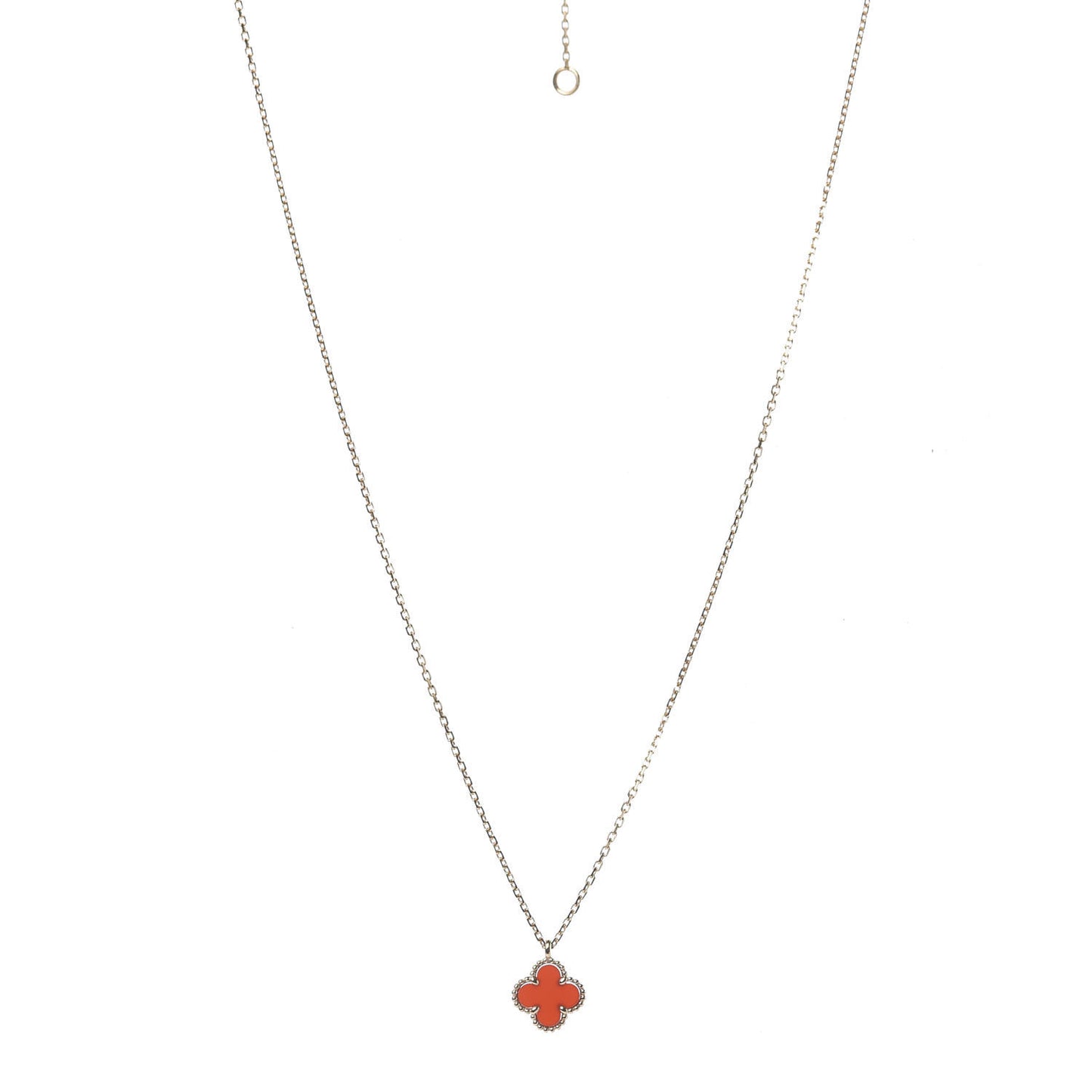 18K Rose Gold Carnelian Sweet Alhambra Pendant Necklace