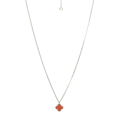 Van Cleef & Arpels 18K Rose Gold Carnelian Sweet Alhambra Pendant Necklace 1 of 7