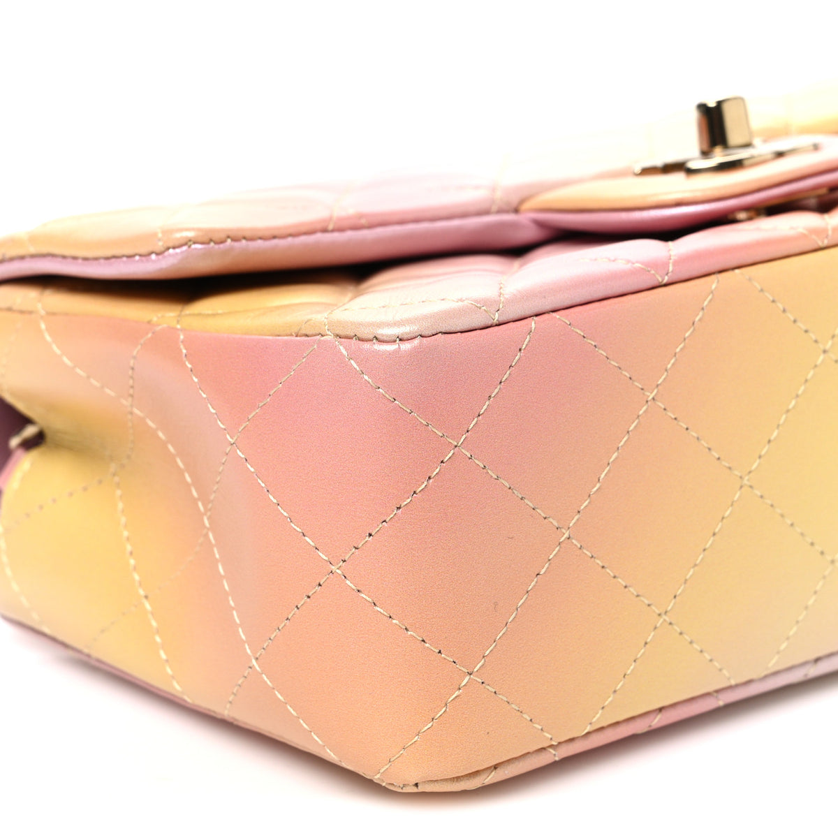 Chanel Lambskin Quilted Tie Dye Ombre Mini Rectangular Flap Yellow Multicolor 9 of 10