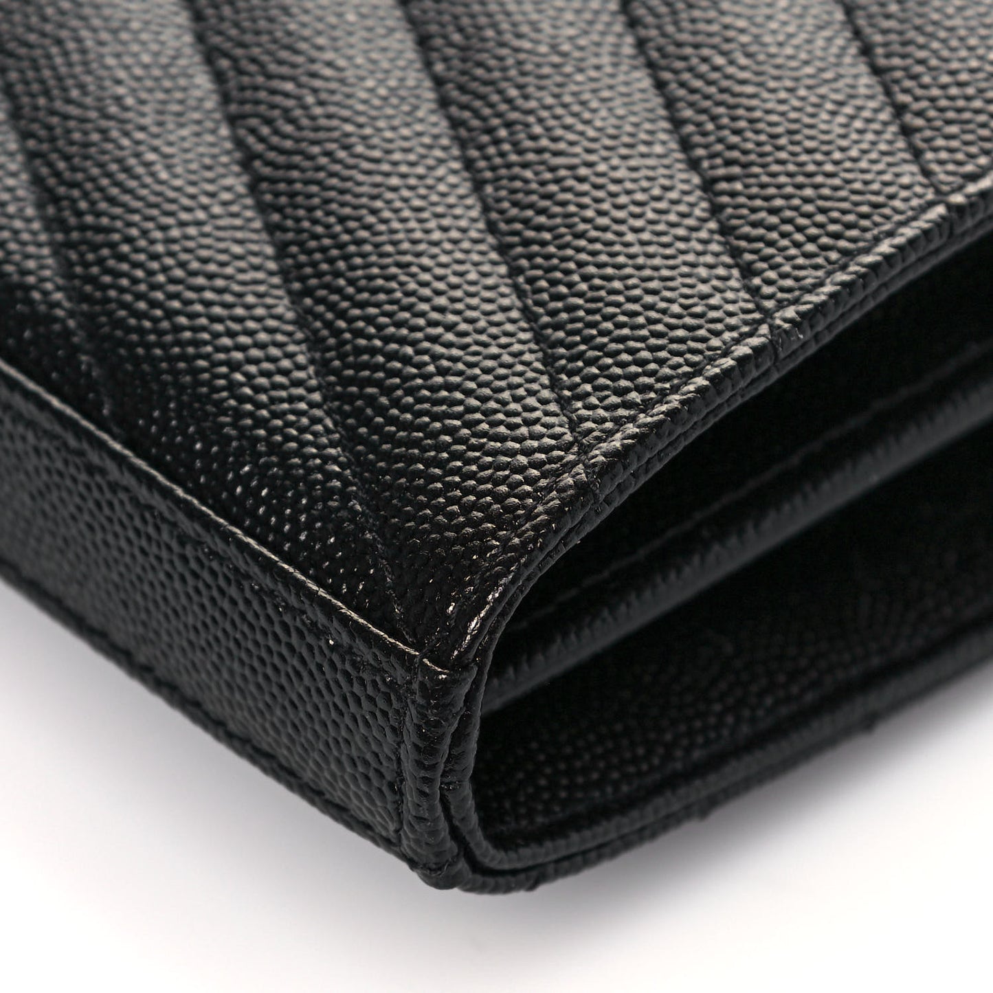 Grain De Poudre Matelasse Chevron Monogram Chain Wallet Black