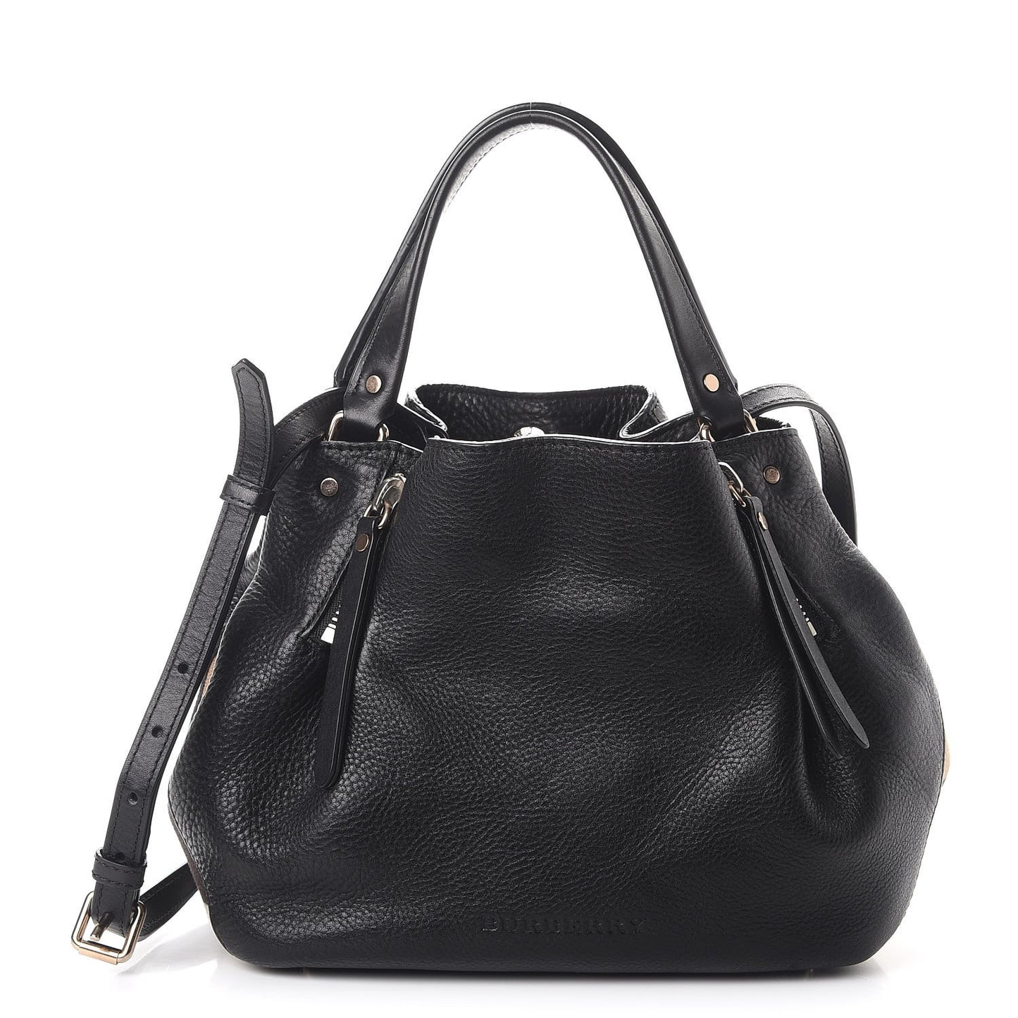 Grainy Calfskin House Check Small Maidstone Black