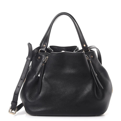 Burberry Grainy Calfskin House Check Small Maidstone Black 1 of 9