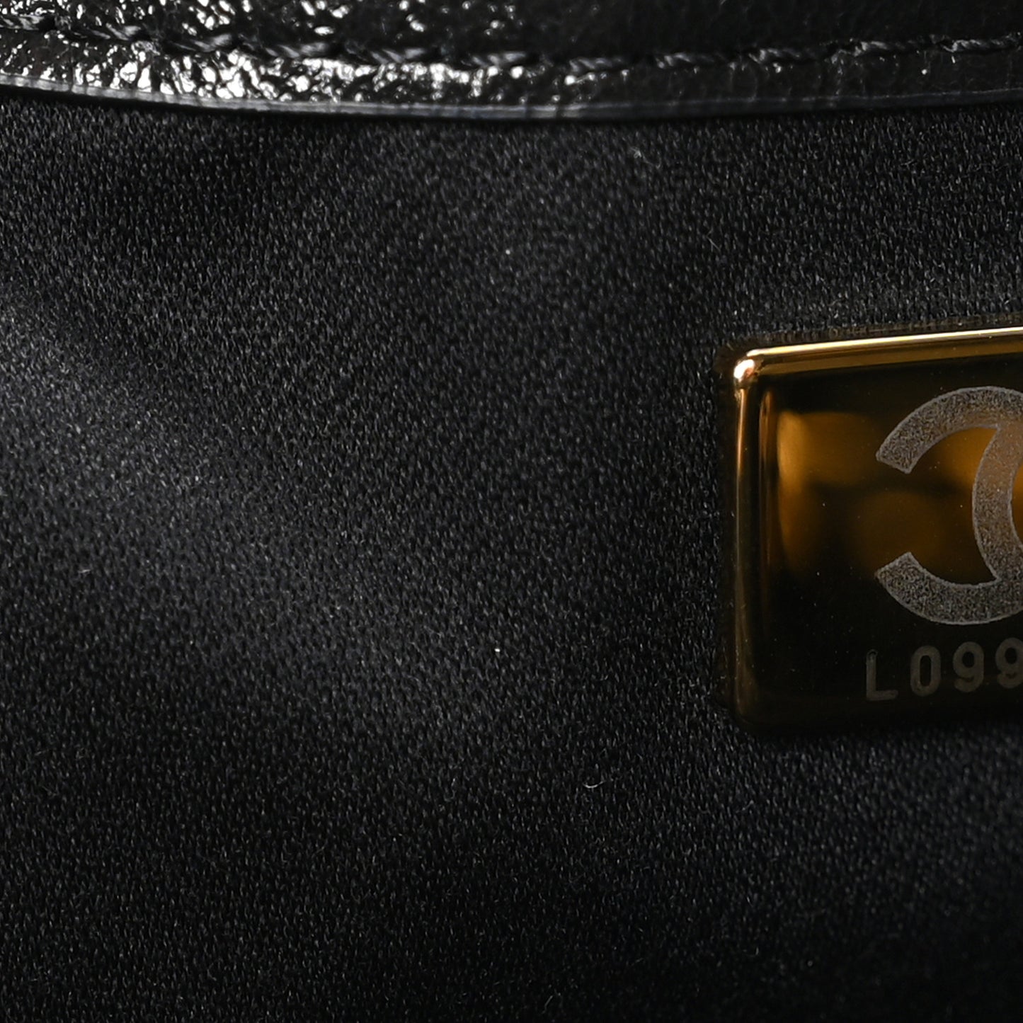 Shiny Crumpled Calfskin Quilted Small Chanel 25 Handbag Black