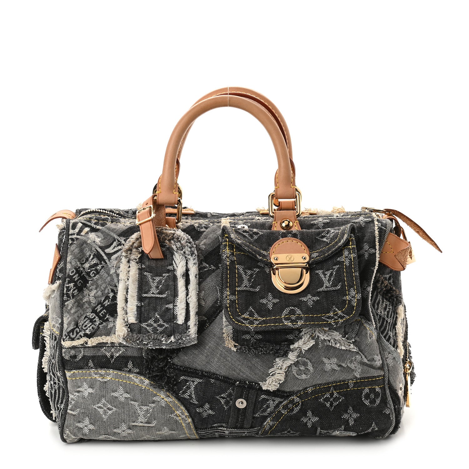 Louis Vuitton Denim Patchwork Speedy 30 Blue 1 of 7