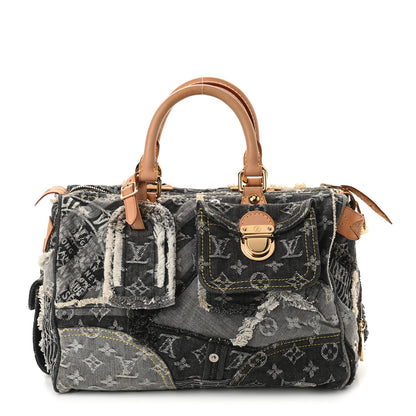 Louis Vuitton Denim Patchwork Speedy 30 Blue 1 of 7