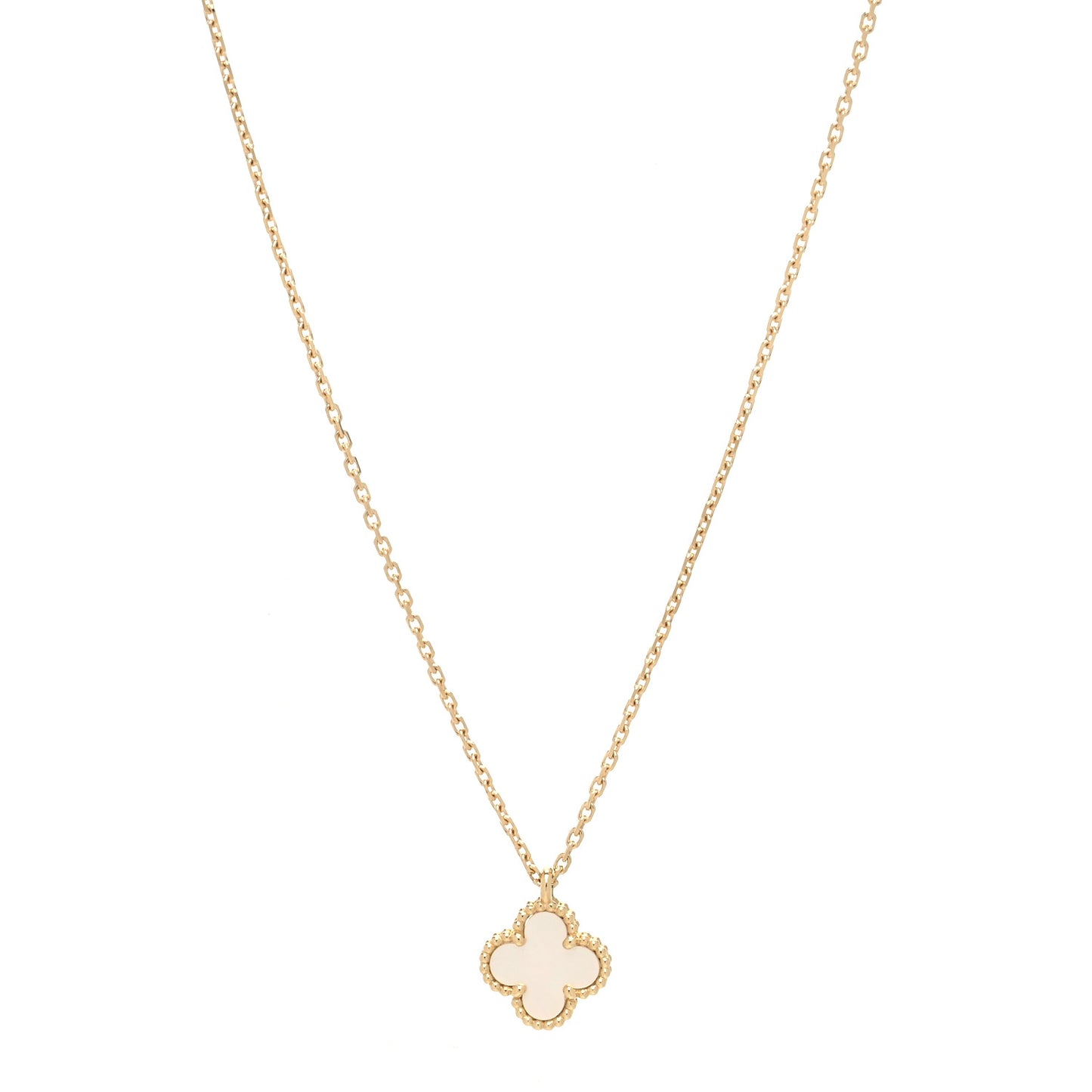 18K Yellow Gold Mother of Pearl Sweet Alhambra Pendant Necklace
