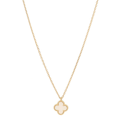 Van Cleef & Arpels 18K Yellow Gold Mother of Pearl Sweet Alhambra Pendant Necklace 1 of 6