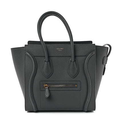 Celine Baby Drummed Calfskin Micro Luggage Kohl 1 of 12