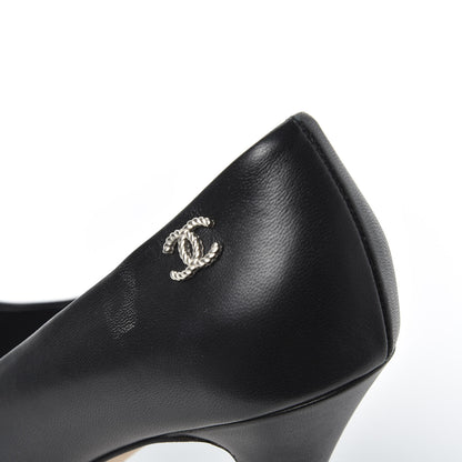 Chanel Lambskin CC Pumps 37.5 Black 8 of 12