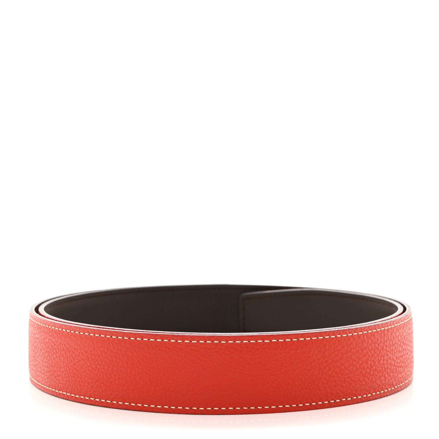 Hermes Box Togo 32mm Belt Strap 90 Rouge Casaque Chocolate 3 of 9