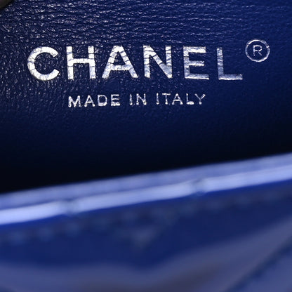 Chanel Patent Calfskin Chevron Quilted Mini Rectangular Flap Blue 5 of 10
